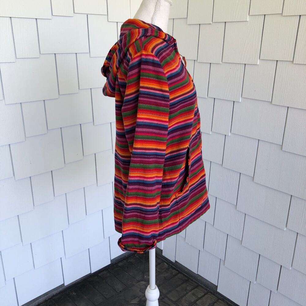 Chico's Women's Rainbow Stripe Full Zip Hooded Jacket with Pockets sz 1/US XS/S - Picture 2 of 3